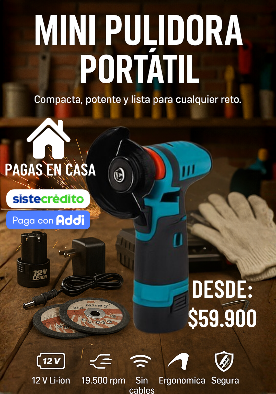 Mini pulidora portatil