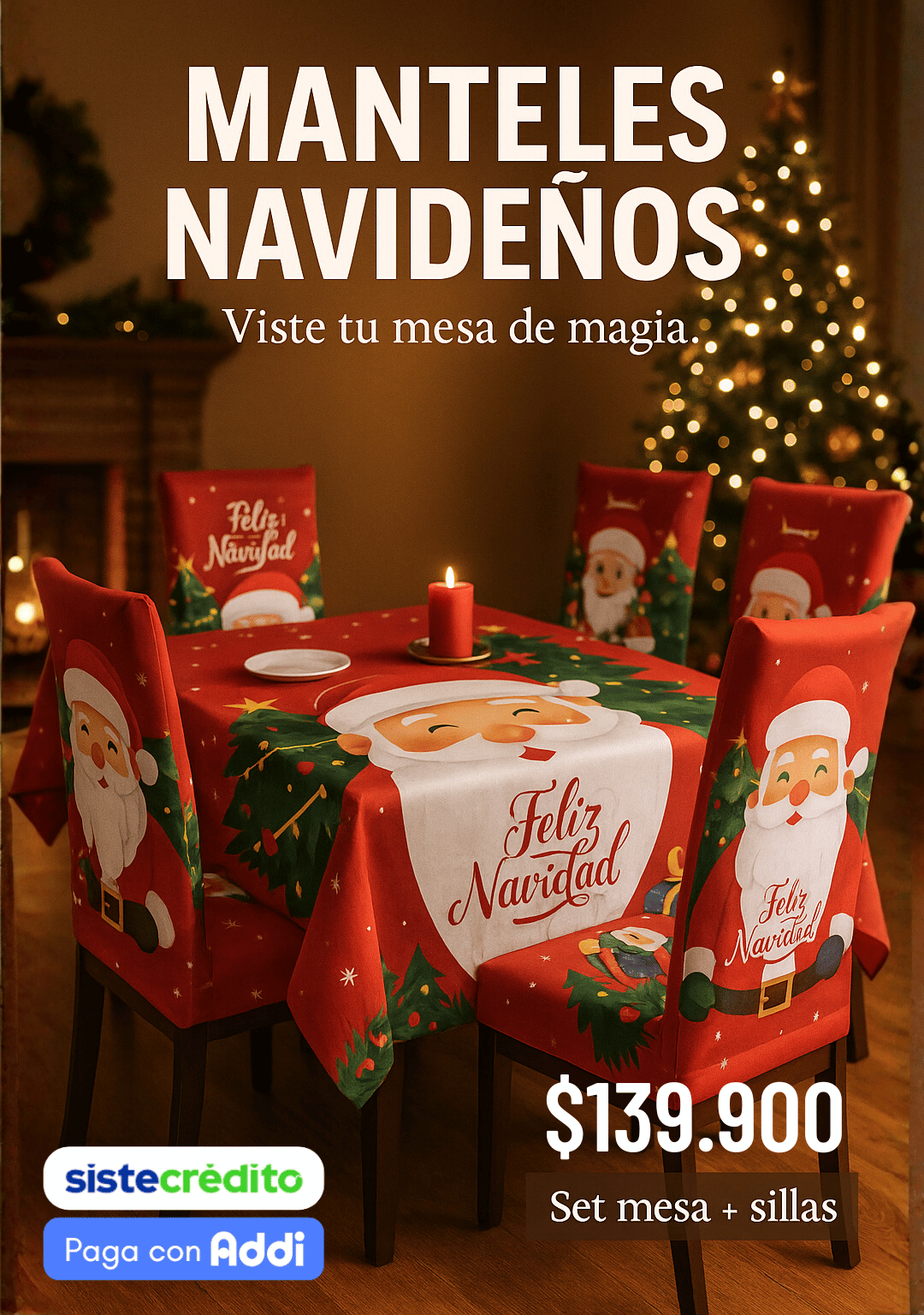 JUEGO MANTEL NAVIDEÑO