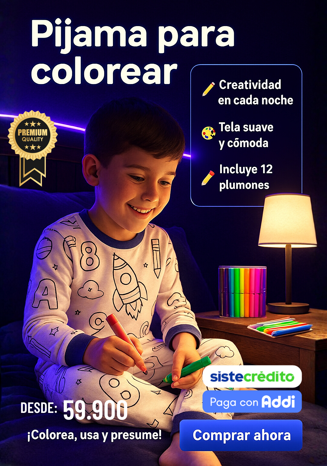 Pijama para Colorear