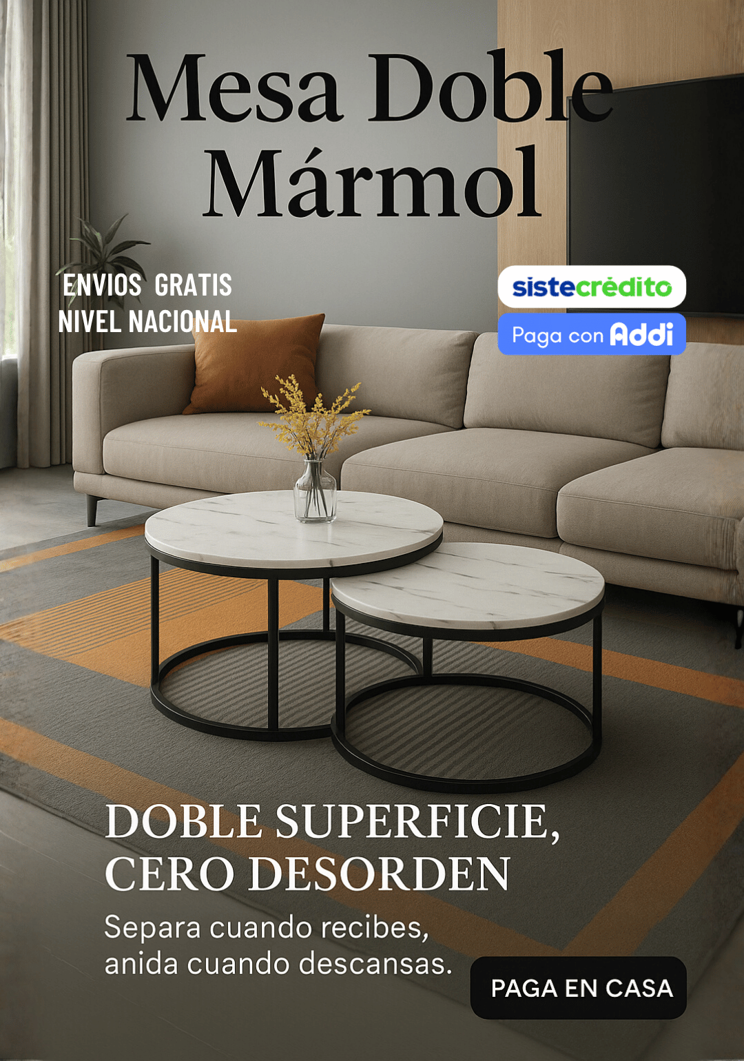 Mesa doble marmol